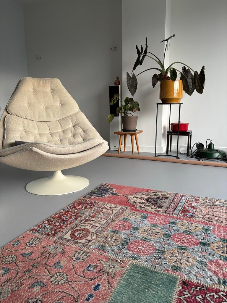 Ikea Silkeborg Patchwork Tapijt - Roze/Groen 170x240cm, Ophalen, Gebruikt, 150 tot 200 cm, 200 cm of meer