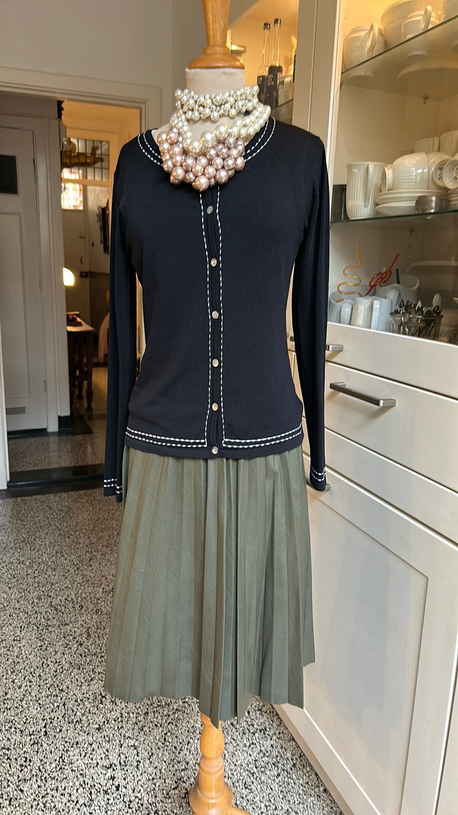 Groene Vegan Leather plissé rokje mt S, Ophalen of Verzenden, Zo goed als nieuw, Knielengte, Maat 36 (S)