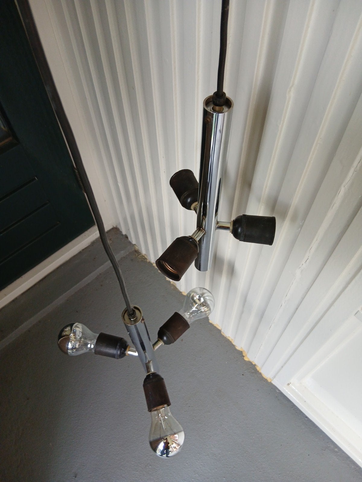 Set van 2 Space Age Chromen Lampen met Bakelieten Fittingen, Antiek en Kunst, Ophalen of Verzenden