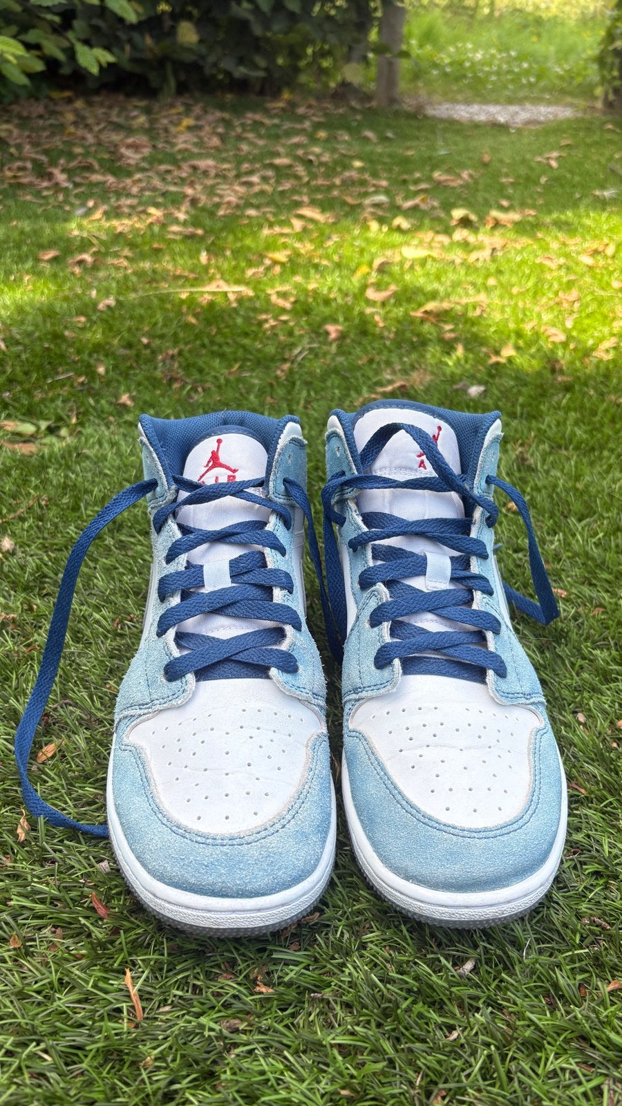 Nike Air Jordan 1 Mid SE “French Blue / Light Steel” – mt 40, Blauw, Ophalen of Verzenden, Sneakers of Gympen, Zo goed als nieuw