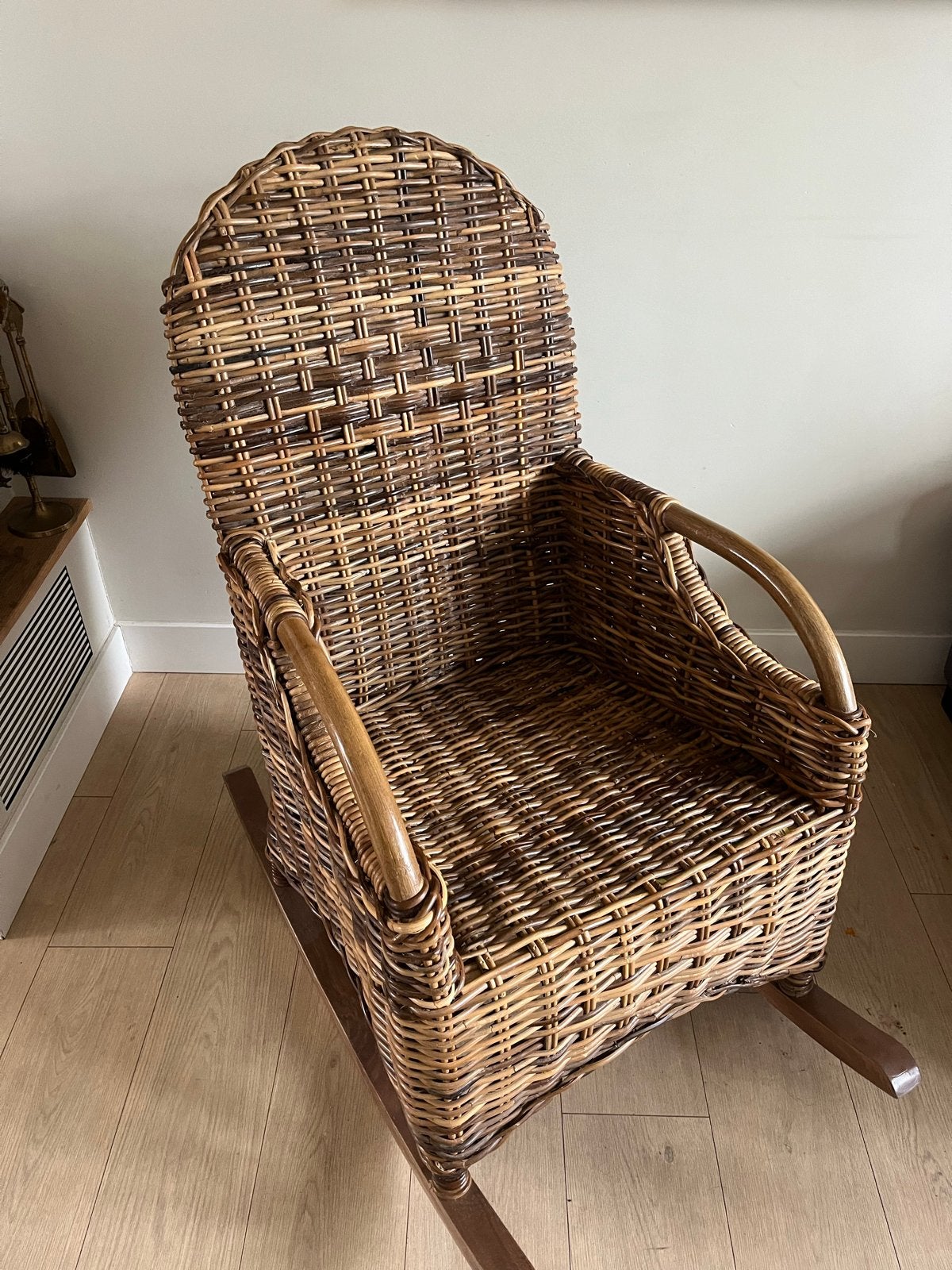 Rieten Schommelstoel, Huis en Inrichting, Stoelen, Ophalen, Gebruikt, Bruin, Riet of Rotan