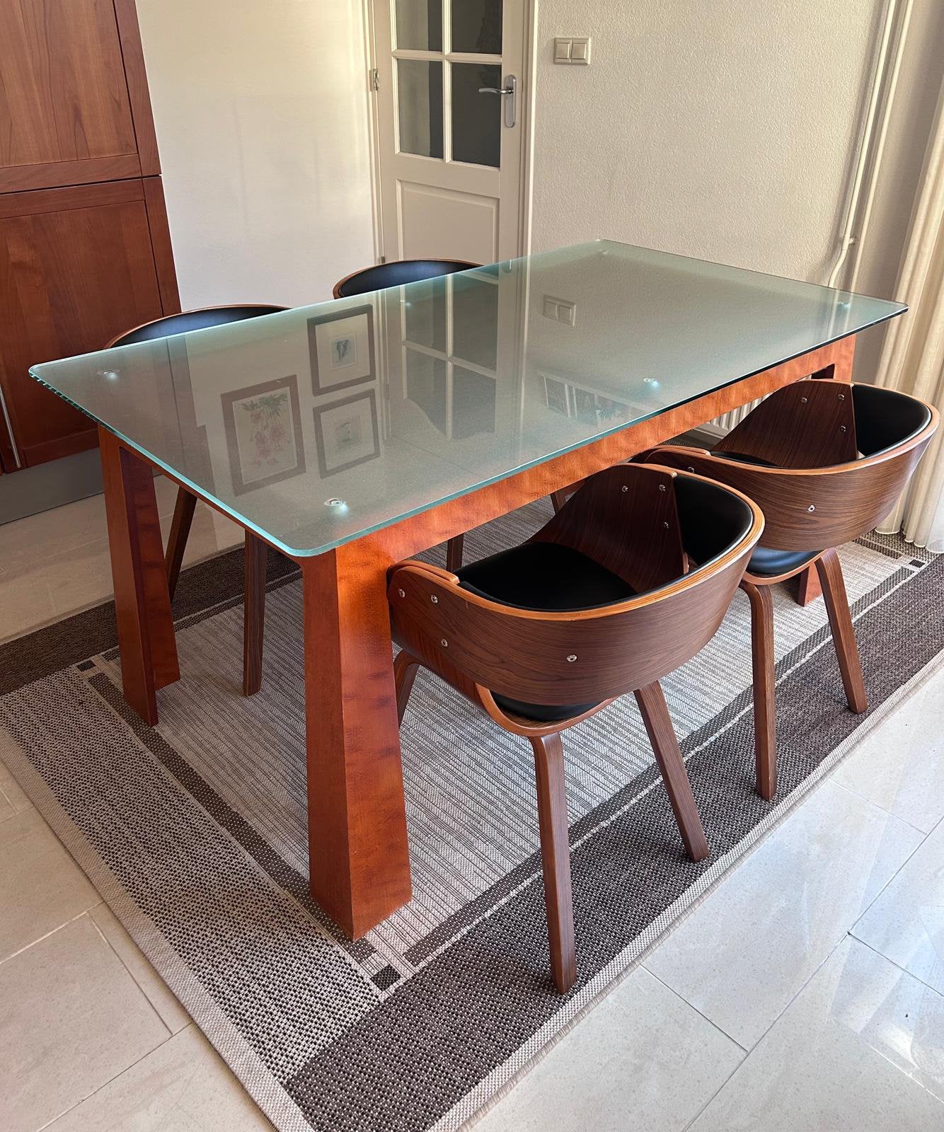 Eetkamer tafel en 4 stoelen, Huis en Inrichting, Tafels | Eettafels, Ophalen, Gebruikt, Rechthoekig, 50 tot 100 cm