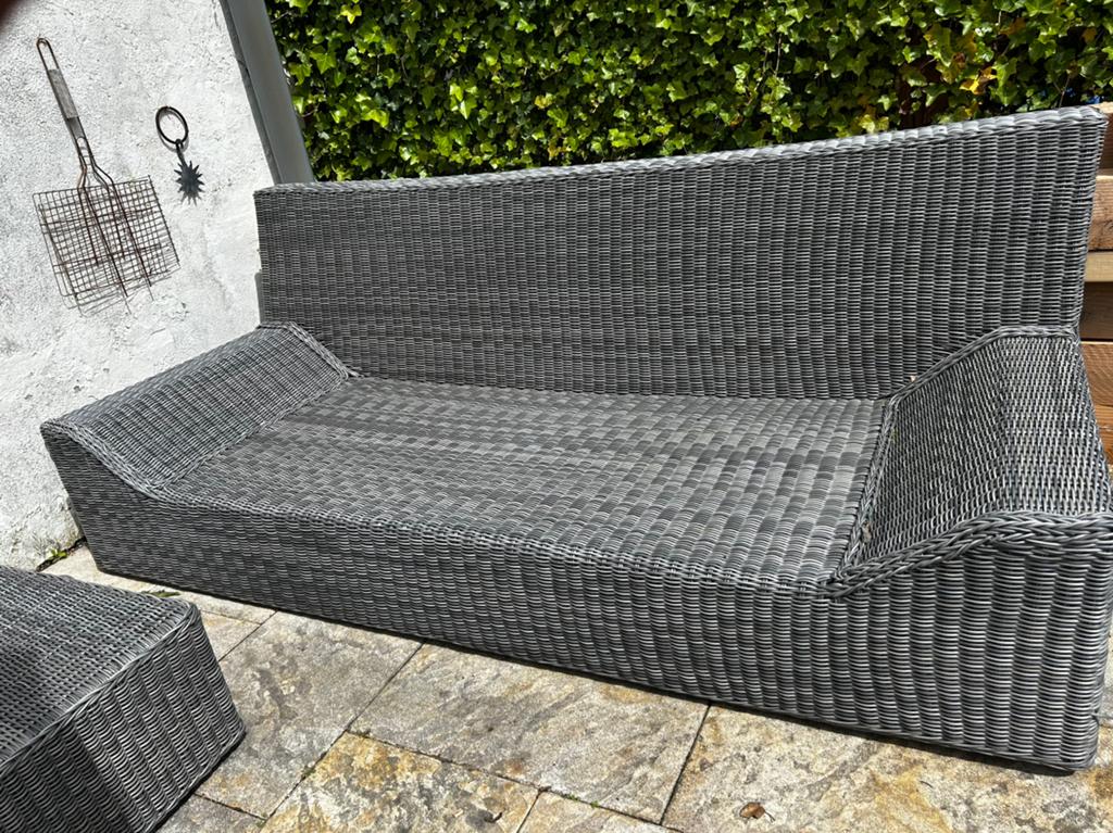 Relaxbank grijs met hocker, 2.20 breed, Ophalen, Gebruikt, Overige materialen