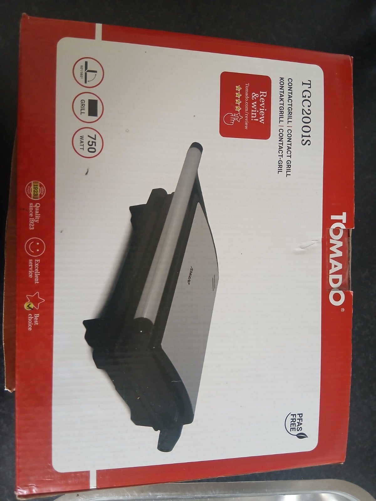 Tomado TGC2001S Contact grill tosti ijzer- 750W, PFAS-vrij, Ophalen