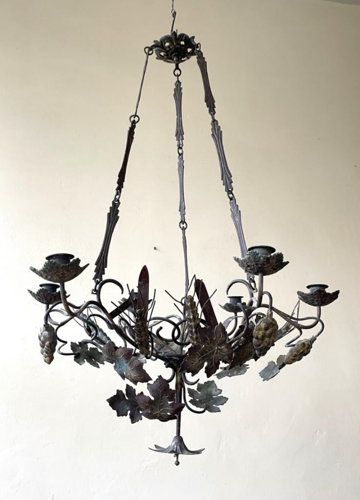 Oogstlamp Hanglamp voor Kaarsen Kerklamp messing Frans, Antiek en Kunst, Ophalen of Verzenden