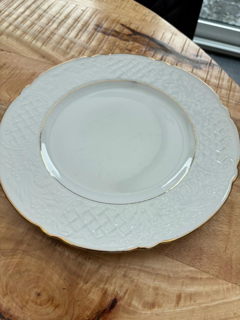 Elegant wit bord met gouden rand - Porselein, Ophalen