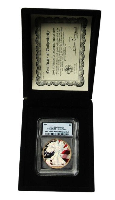 *2003 - USA - Silver Eagle Colored Hologram1 Oz .999 Zilver, Verzenden, Noord-Amerika, Losse munt, Zilver