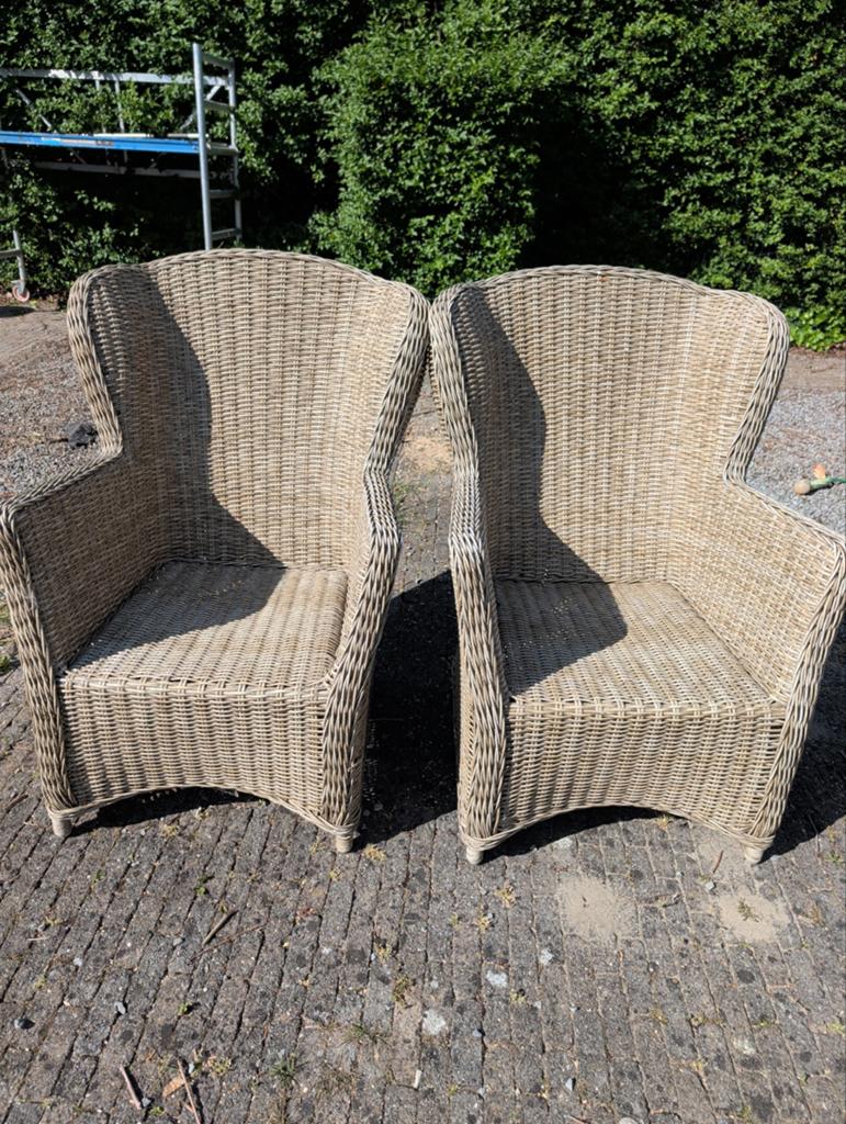 Set van 2 rieten stoelen - Zo goed als nieuw, Ophalen, Zo goed als nieuw, Kunststof