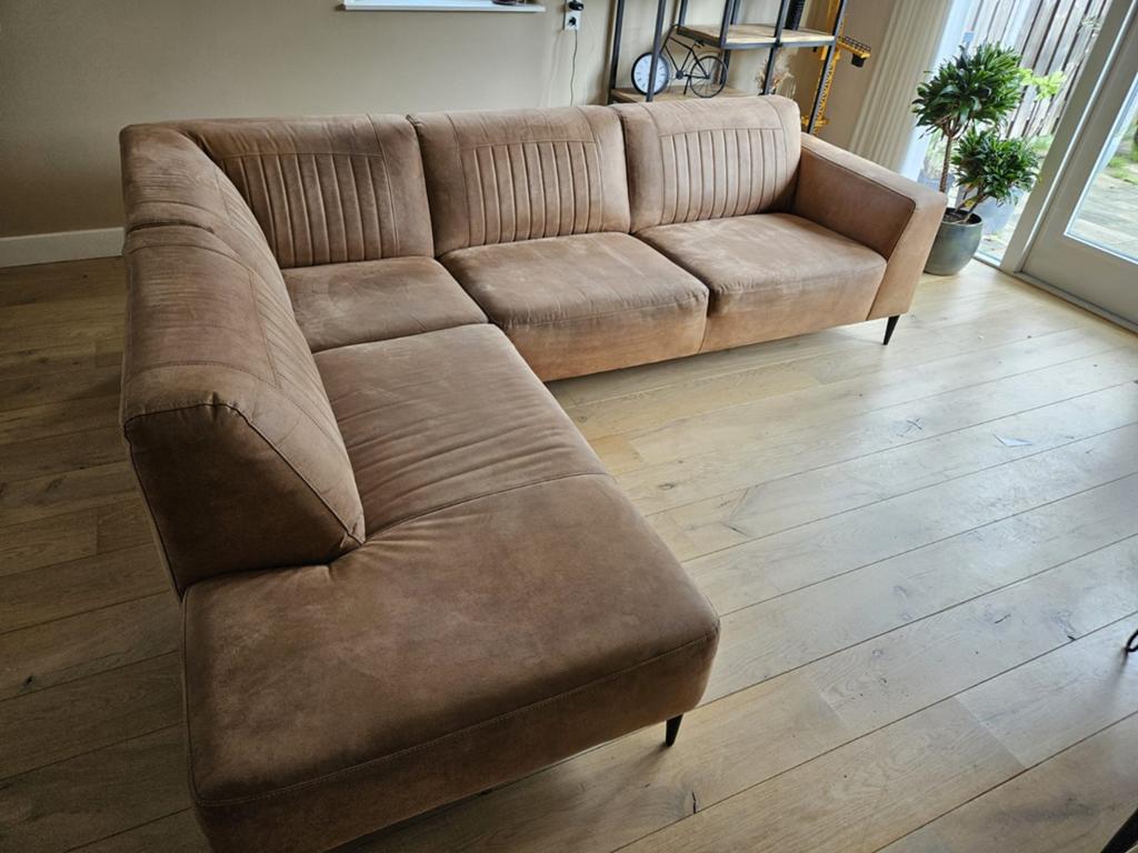 Royale Cognac Hoekbank (Microleder) – 280 x 230 cm, Ophalen, Gebruikt