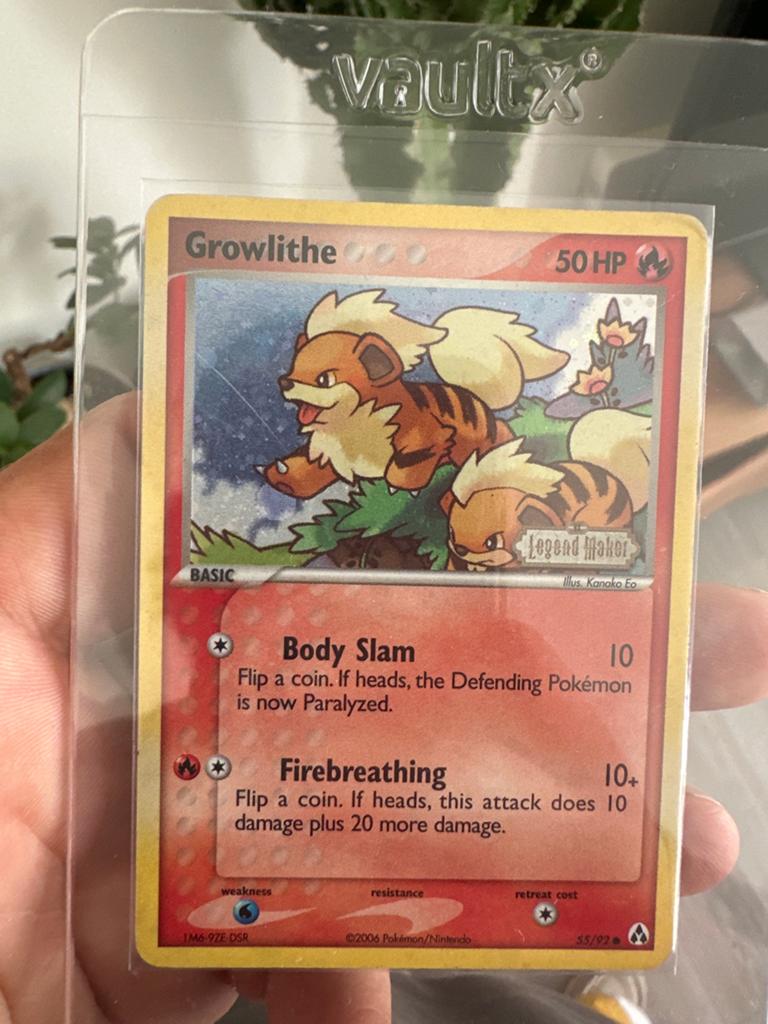 Growlithe Pokémon Kaart - Legend Maker 55/92, Ophalen of Verzenden, Zo goed als nieuw, Losse kaart