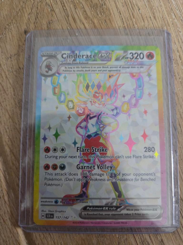 Cinderace ex Tera Full Art 157/142 Pokémon kaart, Ophalen of Verzenden, Zo goed als nieuw, Losse kaart, Foil