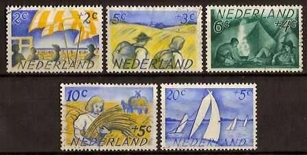 Nederland NVPH nr 513/7 gestempeld Zomerzegels 1949, Postzegels en Munten, Postzegels | Nederland, Ophalen of Verzenden, Na 1940