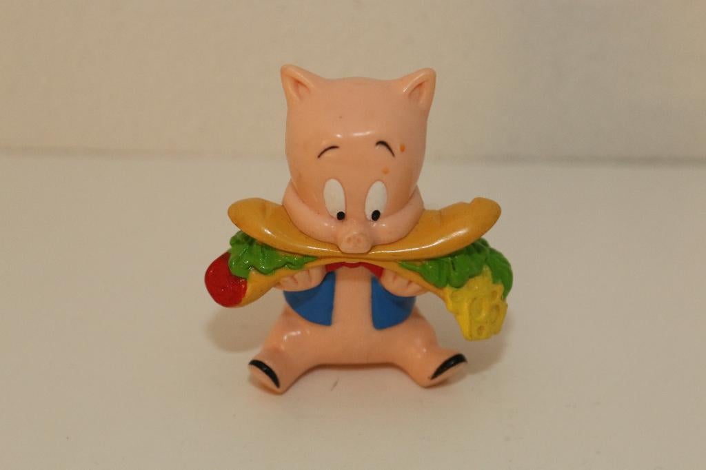 Porky Pig met broodje gezond WB 1994, Ophalen of Verzenden, Looney Tunes, Zo goed als nieuw, Beeldje of Figuurtje