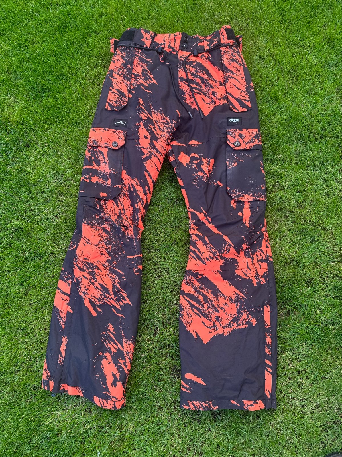 Dope Snow Skibroek/Snowboardbroek - Zwart/Oranje, Ophalen of Verzenden, Zo goed als nieuw, Maat 46 (S) of kleiner, Broek