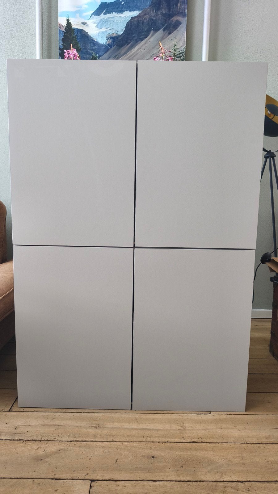 Moderne Keuken Bovenkasten - zandkleurig, Huis en Inrichting, Ophalen, Gebruikt, 100 tot 150 cm, 25 tot 50 cm