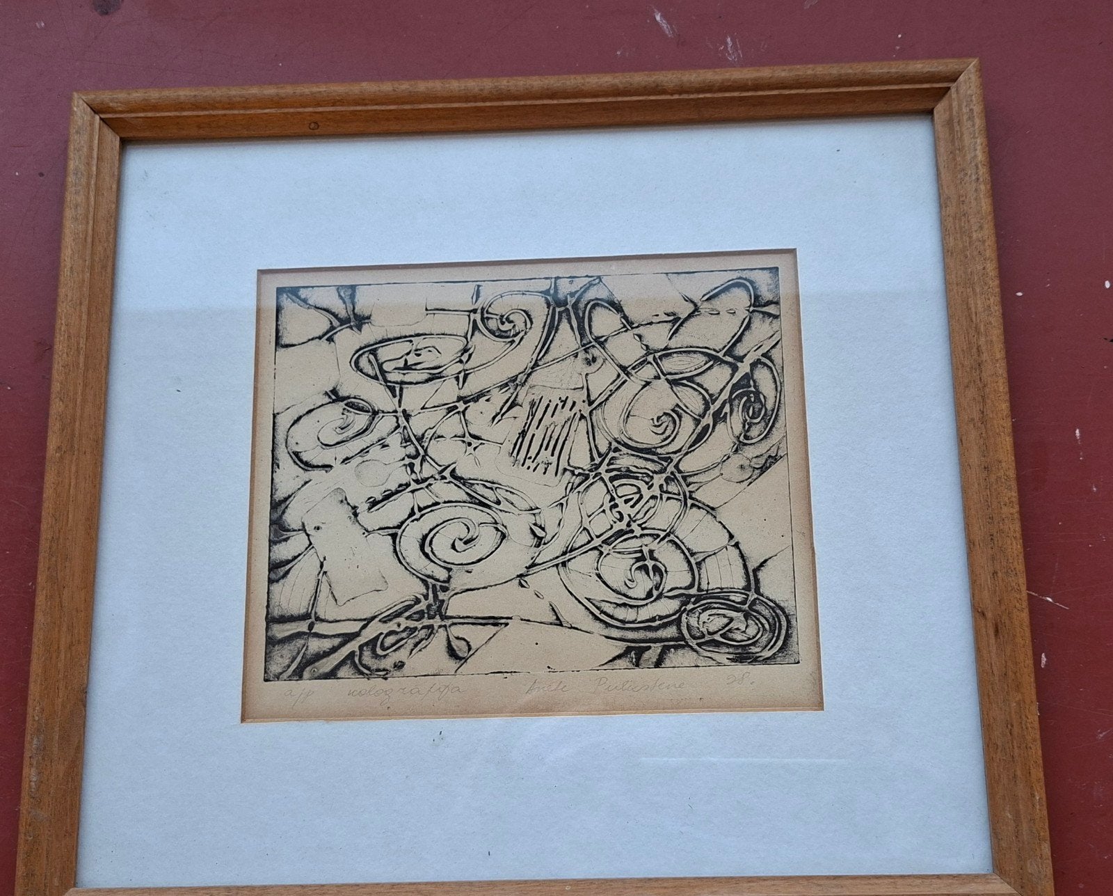 Abstracte Houtsnede (Xilografia) - Anete Pulastene '98 A/P, Ophalen of Verzenden