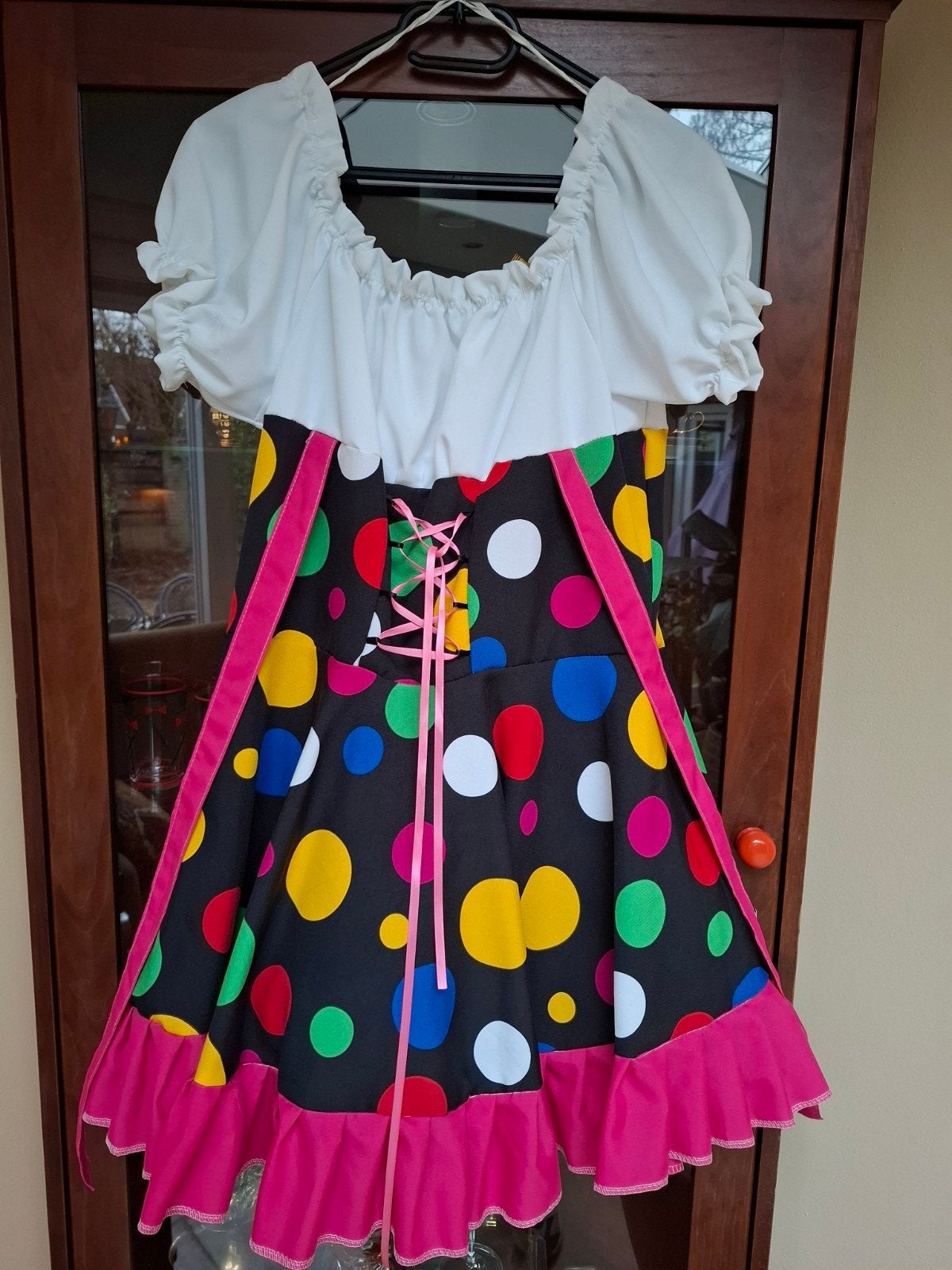 feestjurk carnaval - polkadot- maat 44, Carnaval, Maat 42/44 (L), Ophalen of Verzenden, Zo goed als nieuw