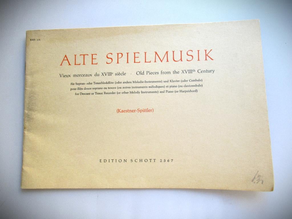 Bladmuziek uit ca 1938~Alte Spielmusik Ed.Schott~Blokfluit, Gebruikt, Klassiek, Ophalen of Verzenden, Blokfluit