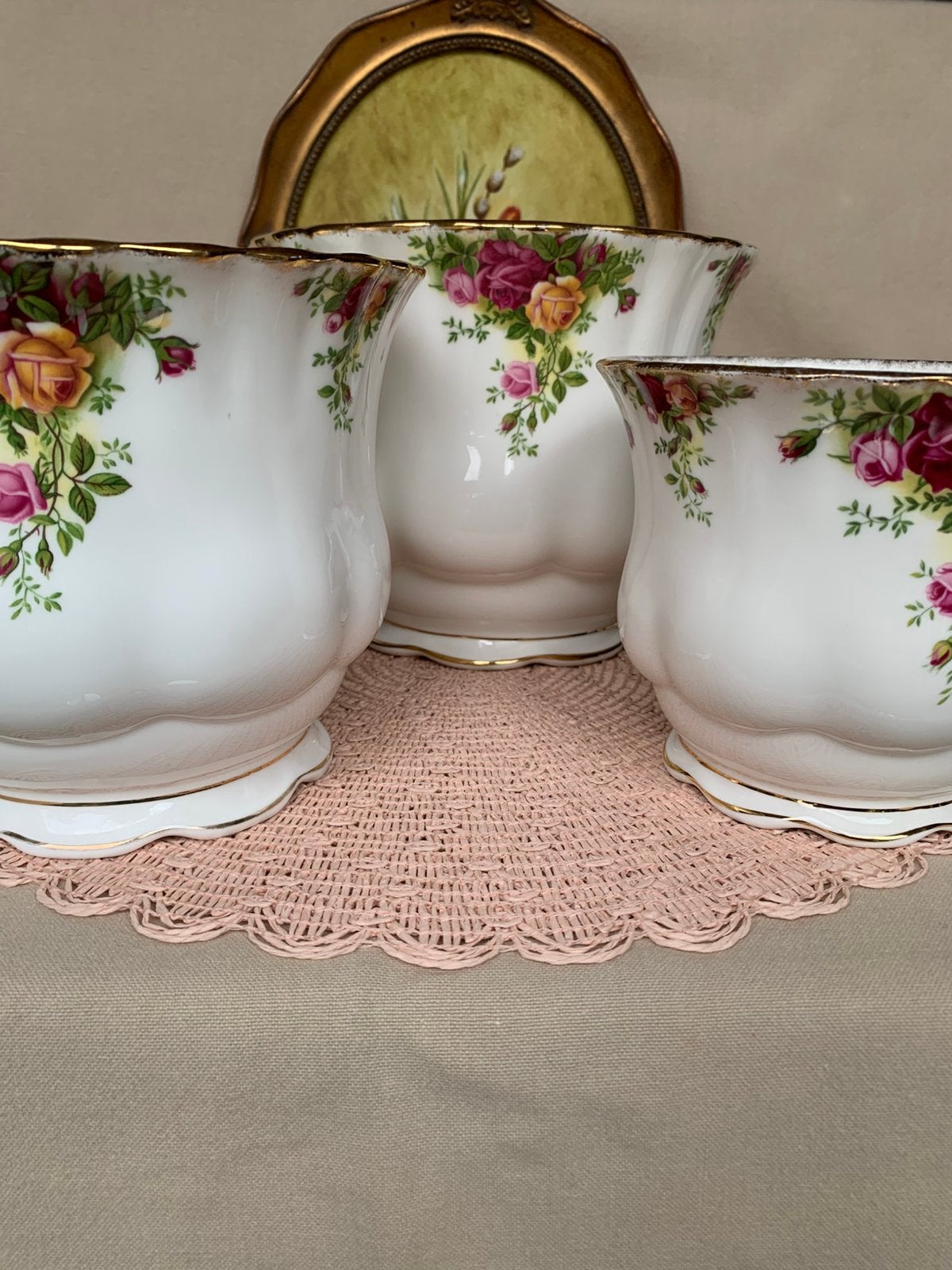 Royal Albert Old Country Roses Bloempotten Set, Antiek en Kunst, Ophalen of Verzenden