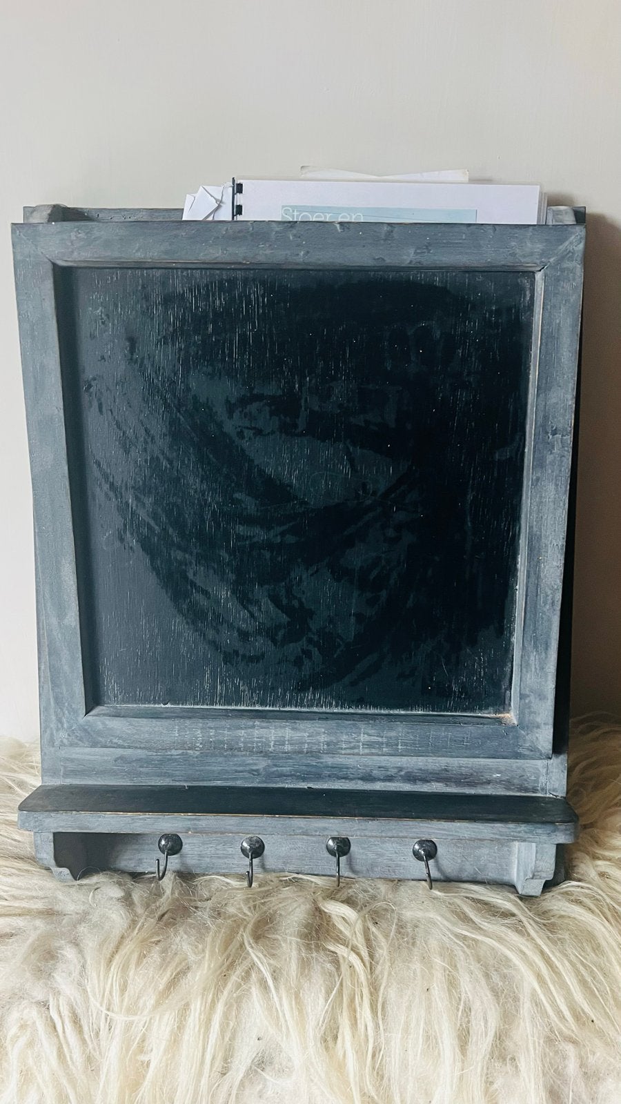 Wandbord met krijtbord, sleutelhanger en postvak, Hout, Gebruikt, Ophalen of Verzenden, Landelijk