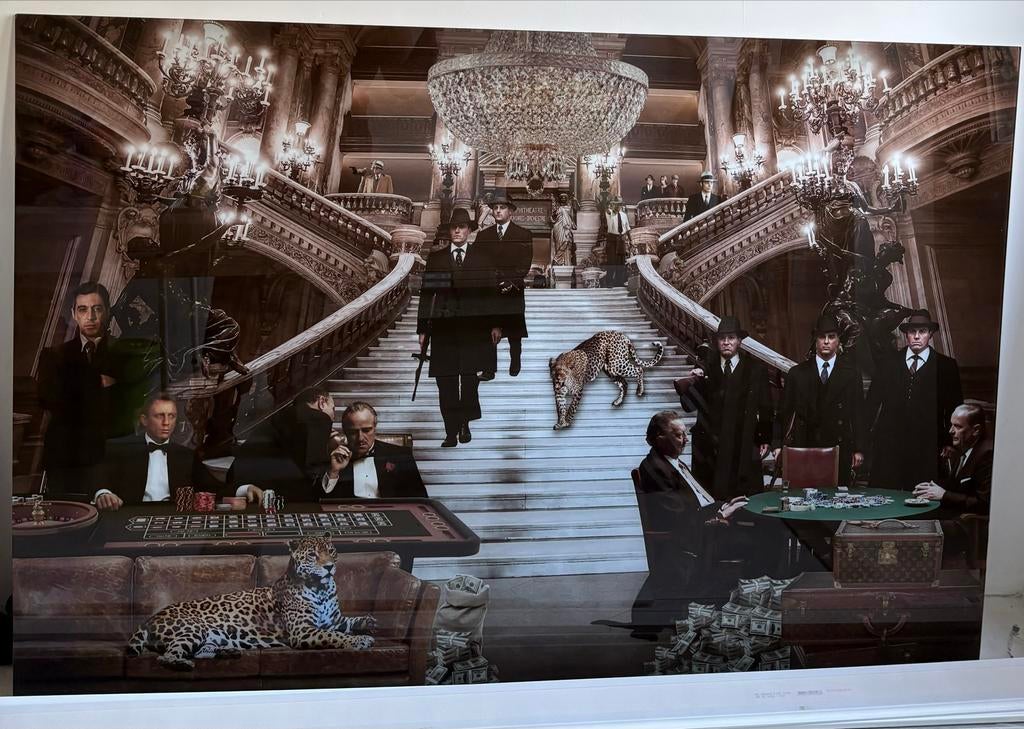 Luxe Glazen Mafia Schilderij - The Godfather Stijl, Ophalen