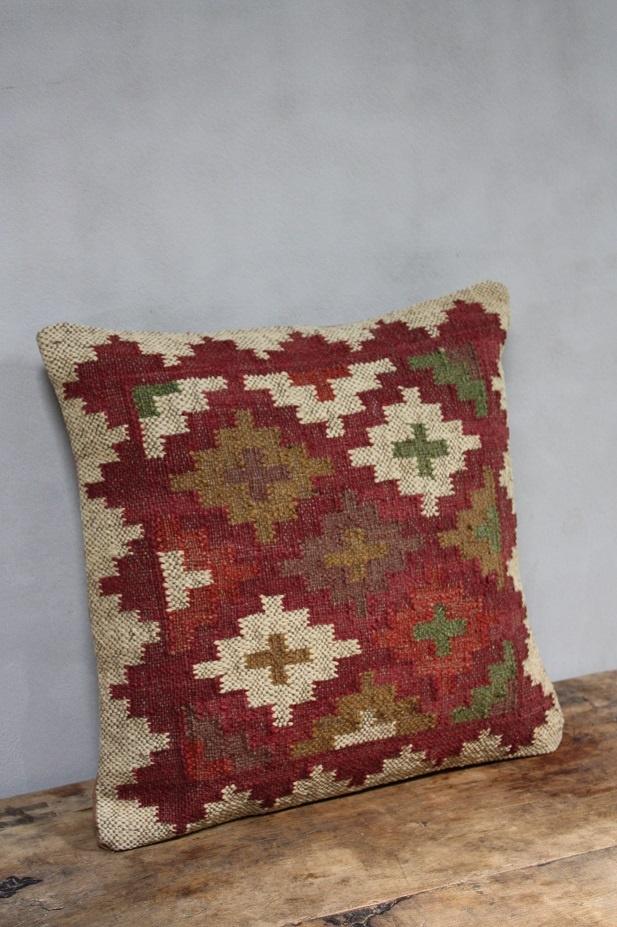 Kleurrijk Kelim Kussen Bohemian Decoratie Vintage Sierkussen, Ophalen of Verzenden, Nieuw, Overige kleuren, Vierkant