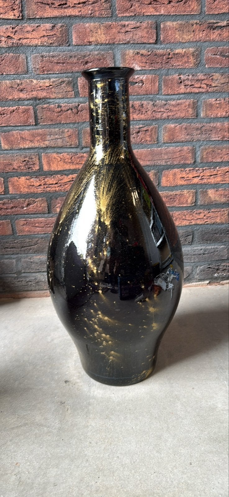 Zwarte vaas met gouden spetters - Uniek design, Ophalen