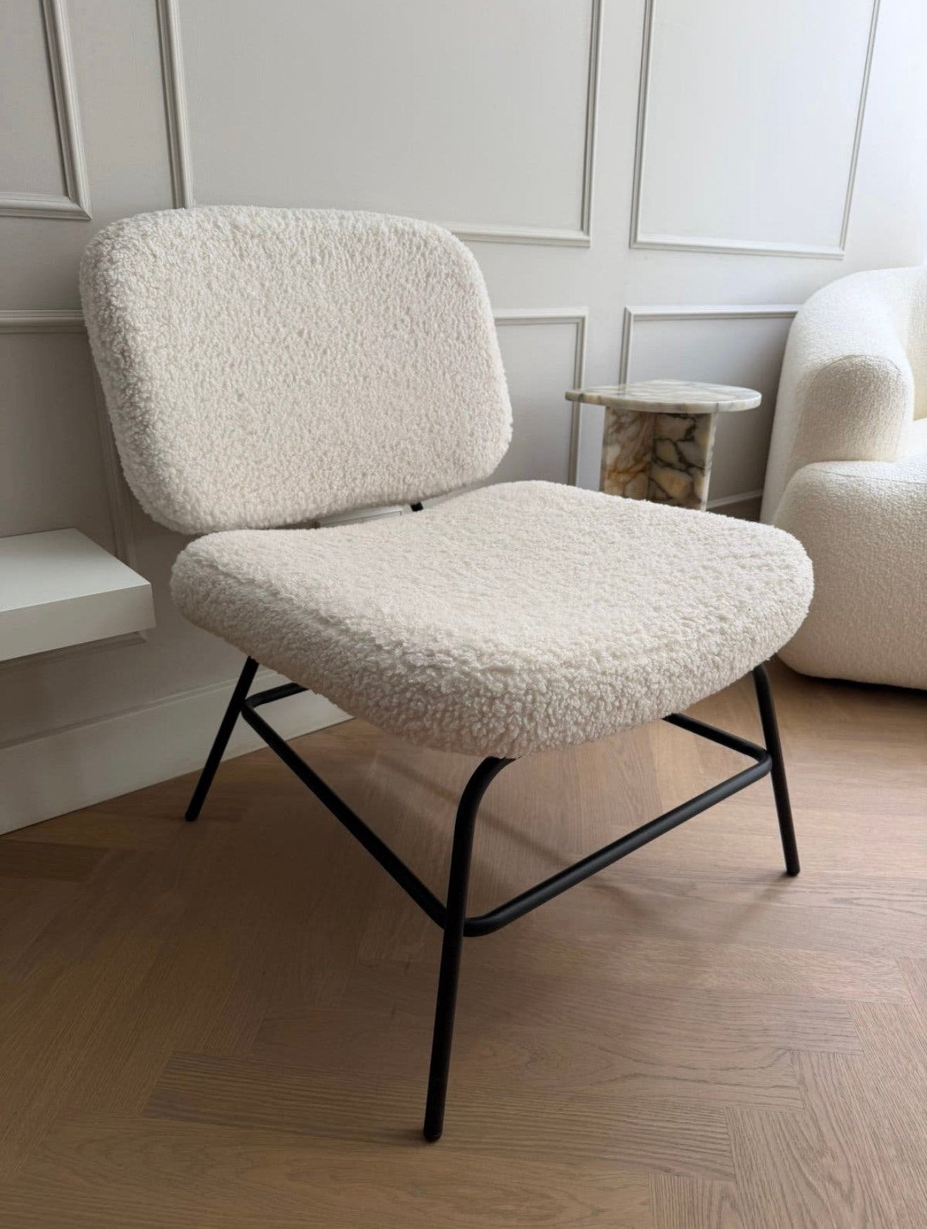 Prachtige offwhite/wit teddy fauteuil loungestoel Westwing, Ophalen, Wit, Zo goed als nieuw, Stof