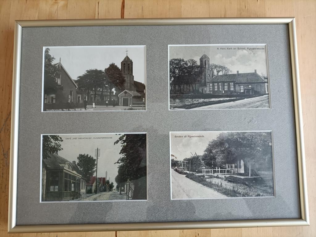 Ansichtkaarten Rijnsaterwoude in lijst, Antiek en Kunst, Ophalen of Verzenden