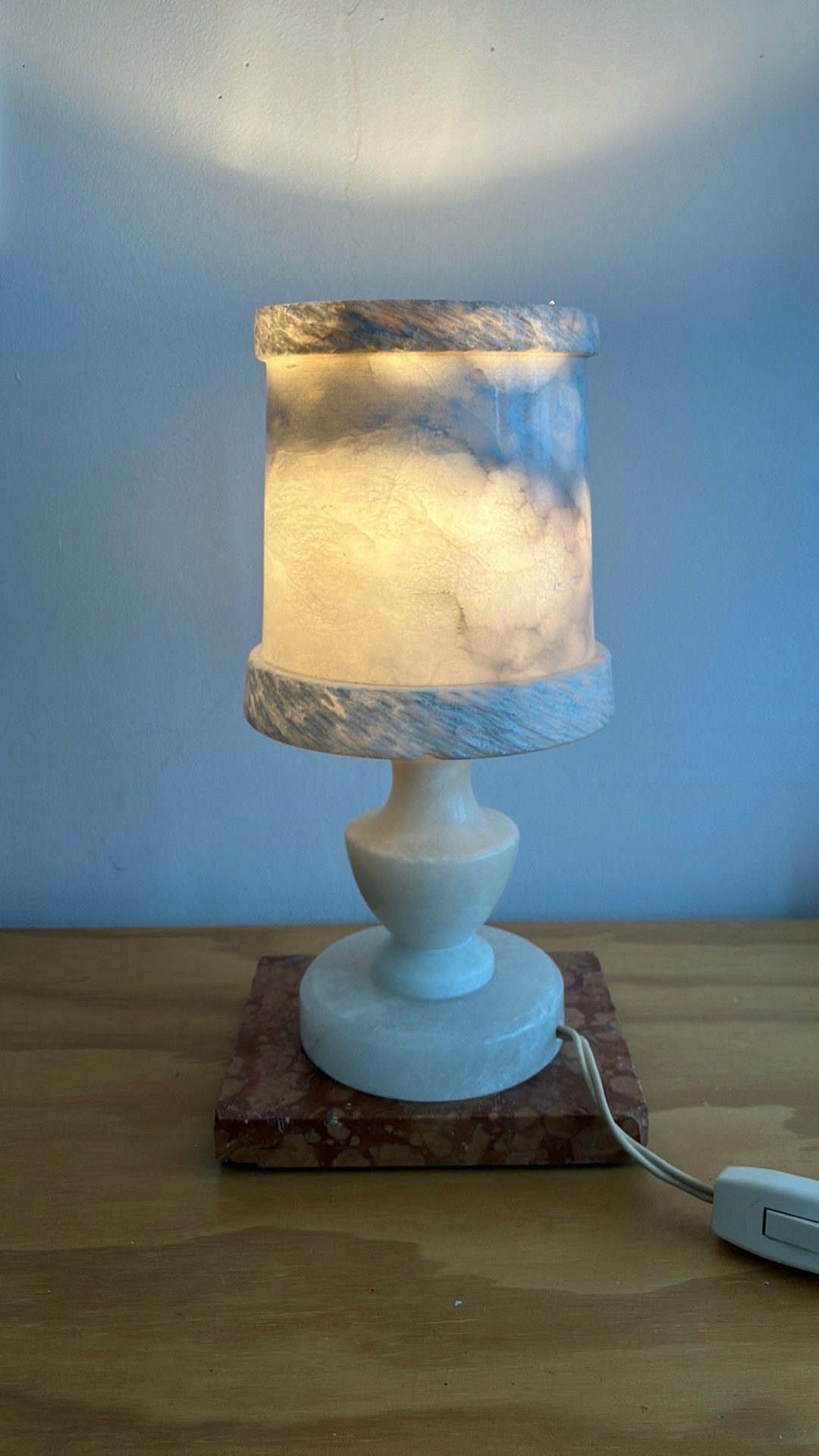 Elegant albasten wit tafellampje vintage, Ophalen, Vintage, Wit, Steen/keramiek