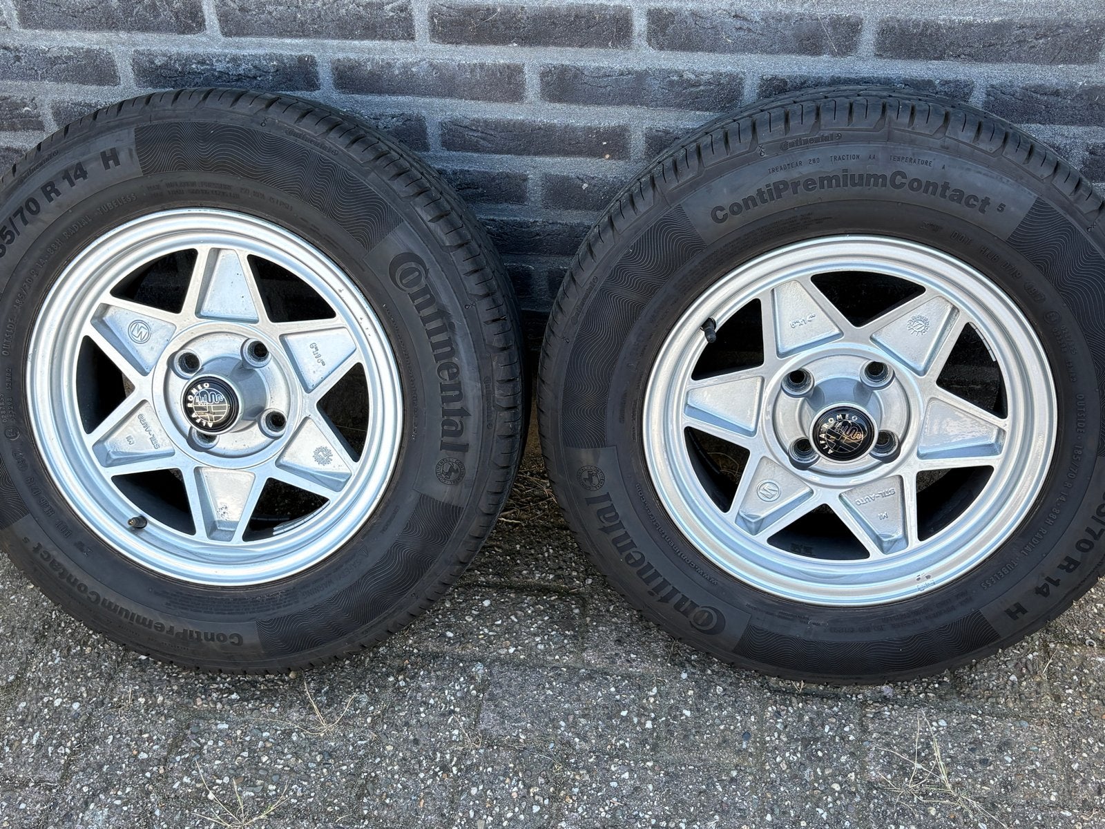 Stil Auto Velgen 4x108 met Continental Banden voor Alfa Rome, Ophalen, 14 inch, Gebruikt, Banden en Velgen