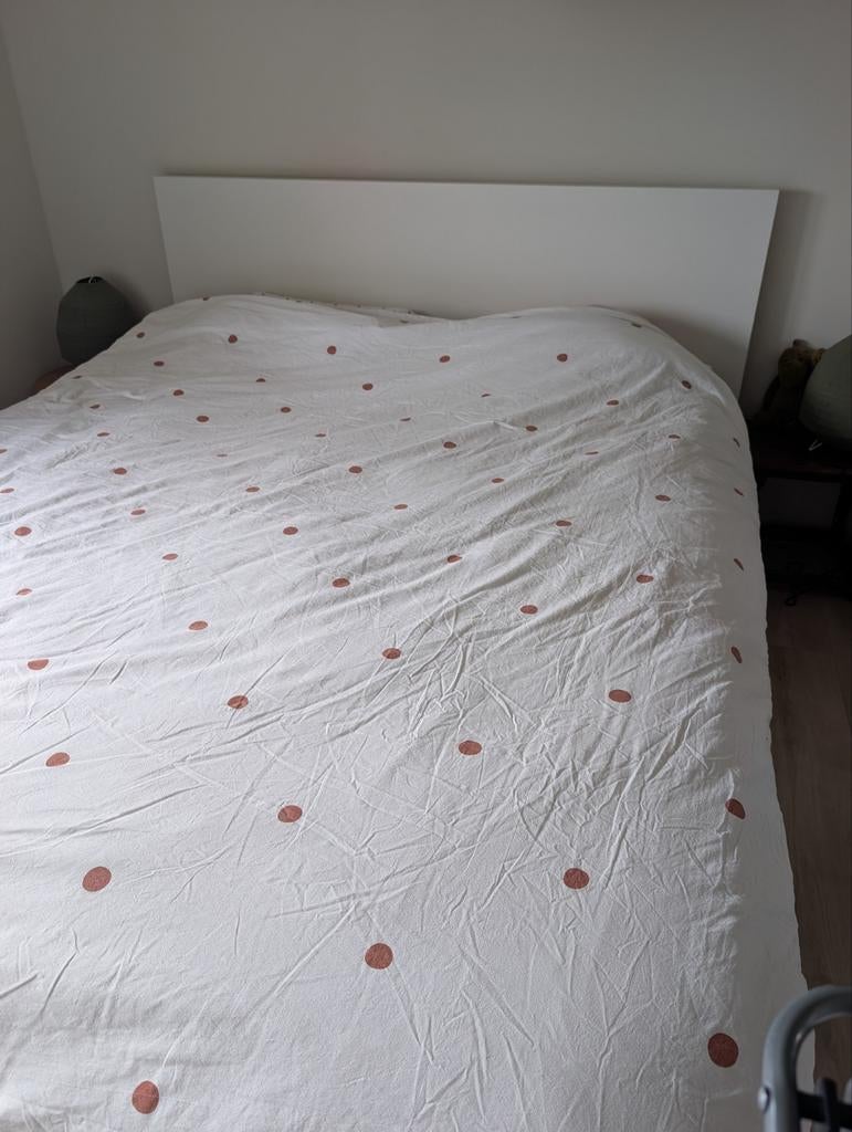 IKEA Malm bed 160x200 met matras, topper en 4 lades, Gebruikt, Wit, Tweepersoons, Ophalen of Verzenden
