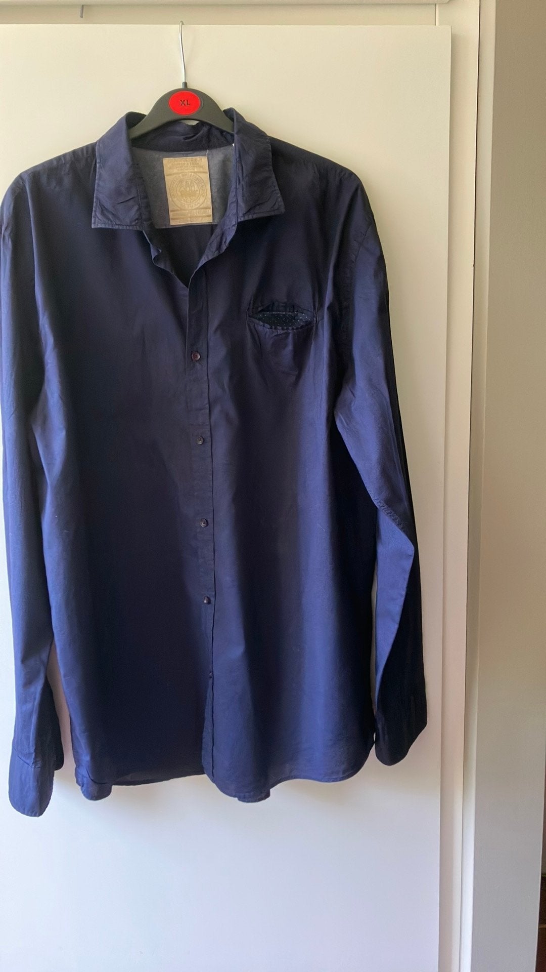 Scotch & Soda. Donkerblauwe zomers katoenen overhemd. XXL, Ophalen of Verzenden, Zo goed als nieuw, Blauw, Overige halswijdtes