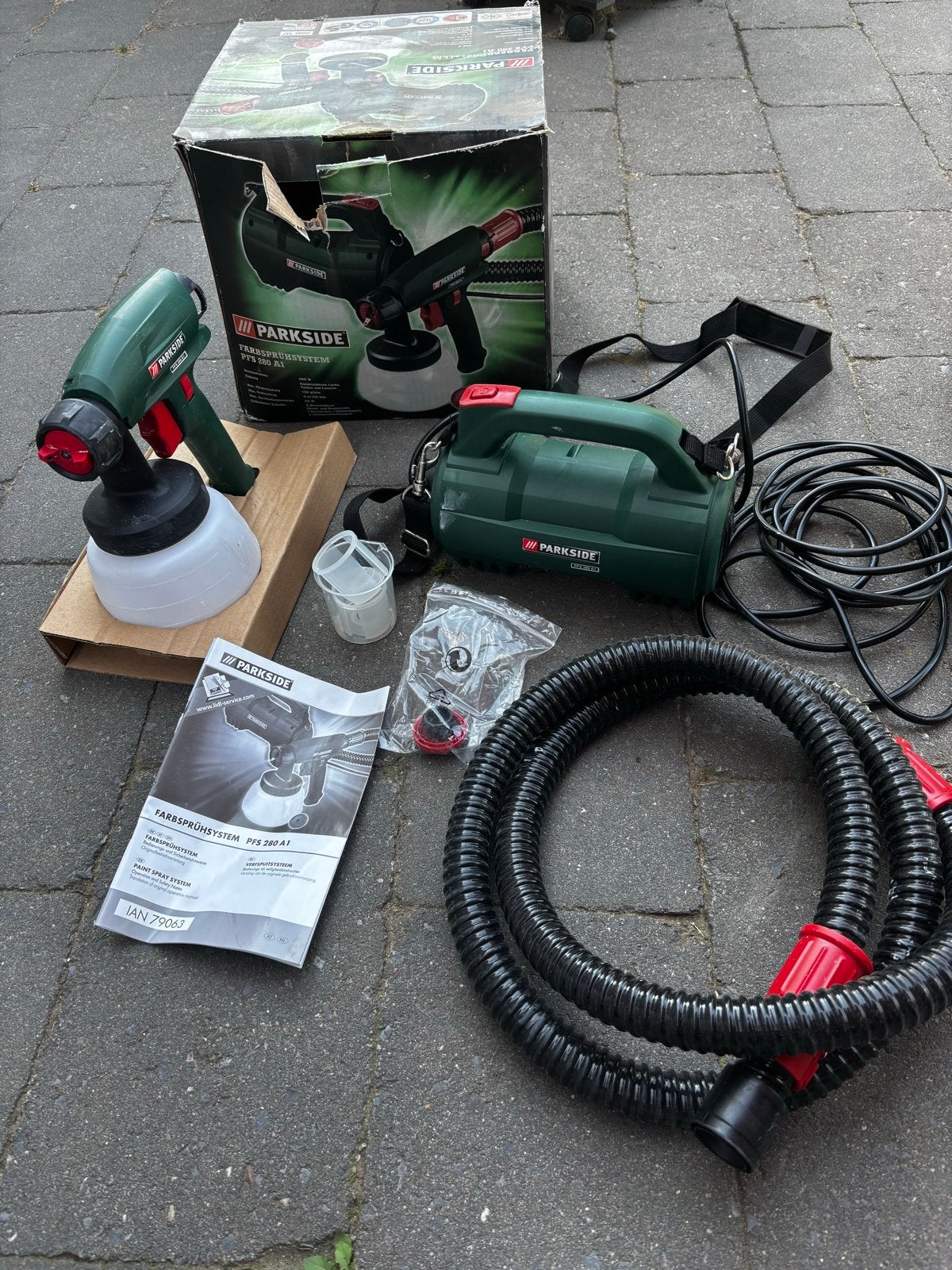 Parkside Verfspuitsysteem PFS 280 A1, Ophalen of Verzenden, Zo goed als nieuw, Verfspuit of Verfpomp