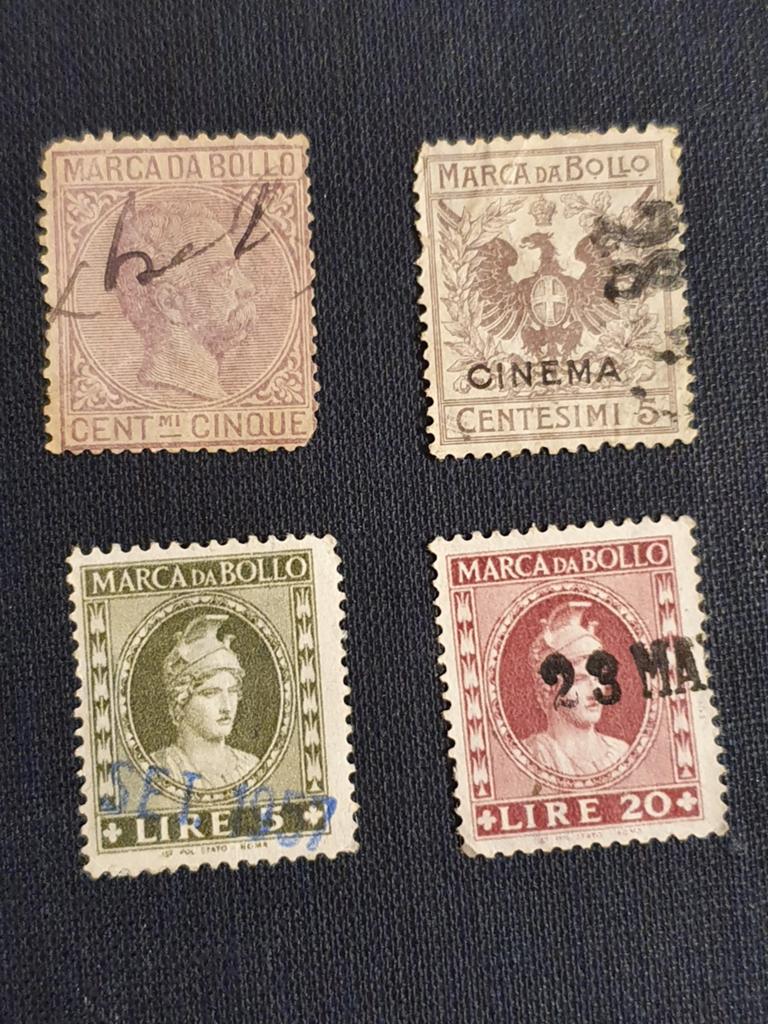 4 Italiaanse Marca da Bollo postzegels, Ophalen of Verzenden