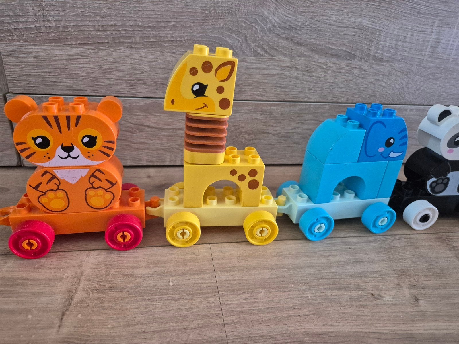 Lego Duplo Dierentrein met Giraffe, Tijger, Panda, Olifant, Ophalen of Verzenden, Gebruikt, Complete set, Duplo