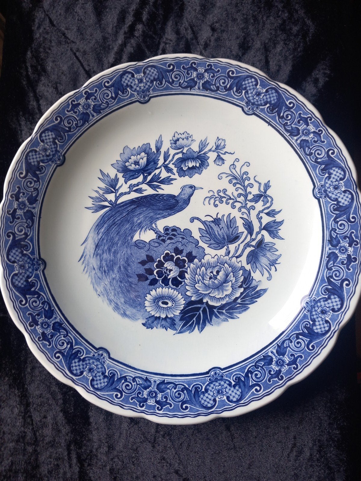 Delfts Blauw Wandbord met Pauw en Bloemen, Ophalen of Verzenden