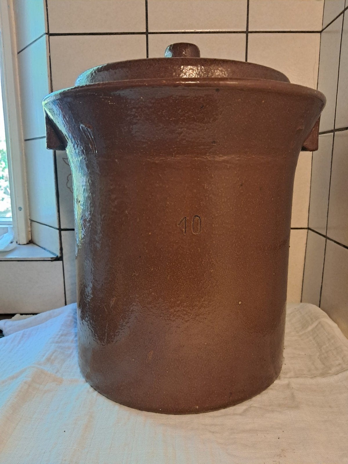 zuurkoolpot / inmaakpot 10 liter, Ophalen, Zo goed als nieuw, Natuurlijk materiaal, Bruin