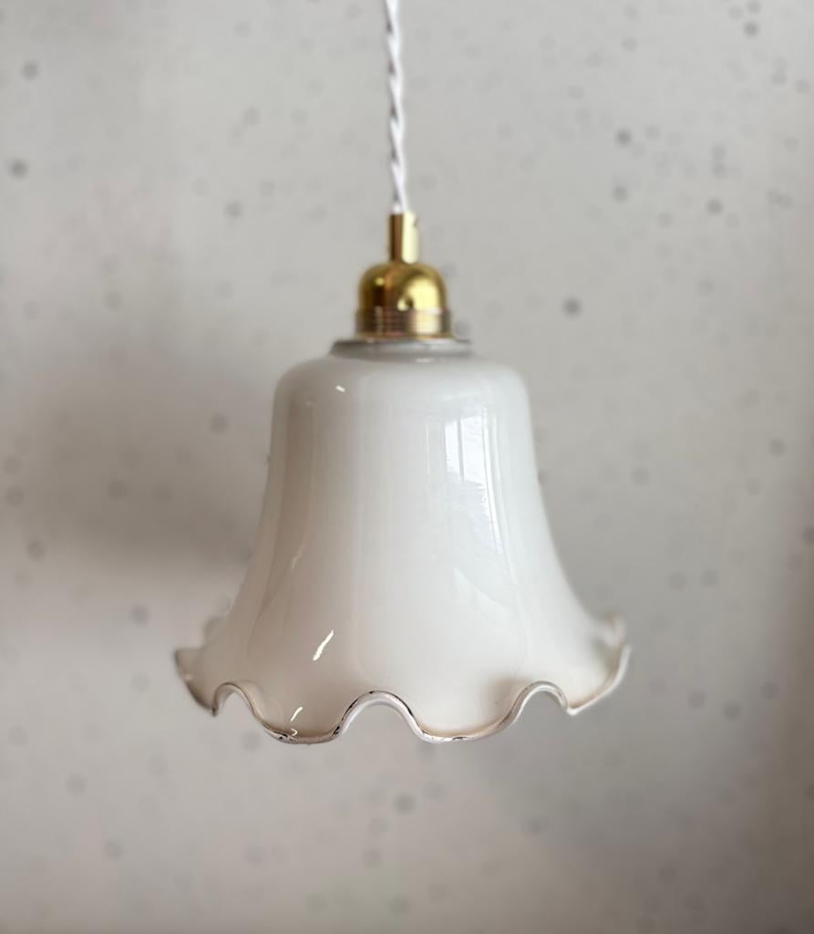 Vintage opaline, melkglazen lamp kapje, Ophalen of Verzenden, 25 tot 50 cm, Minder dan 100 cm