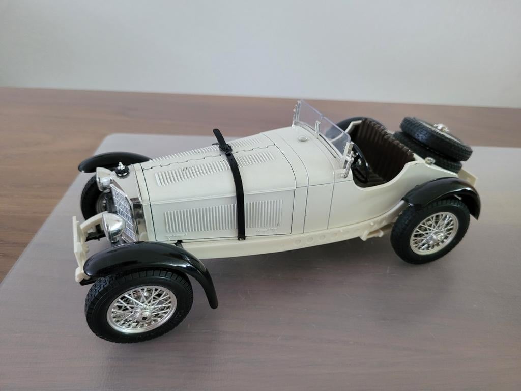 Mercedes-Benz SSK 1928 schaalmodel - Wit/Zwart, Ophalen of Verzenden, Zo goed als nieuw, Auto, Overige merken