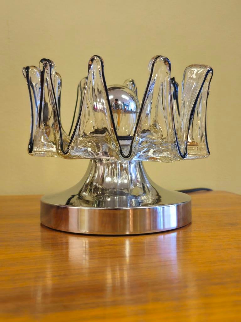 Vintage Vintage Glazen Murano Italië Tafellamp Bureaulamp, Ophalen of Verzenden, Nvt, Metaal, Nvt