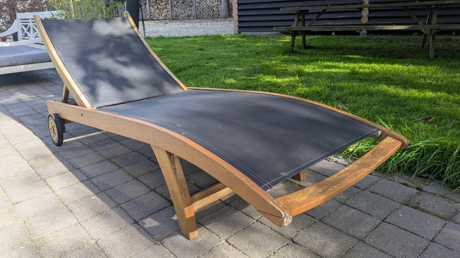 Houten ligstoel met wielen - verstelbaar, Ophalen, Gebruikt, Hout, Verstelbaar