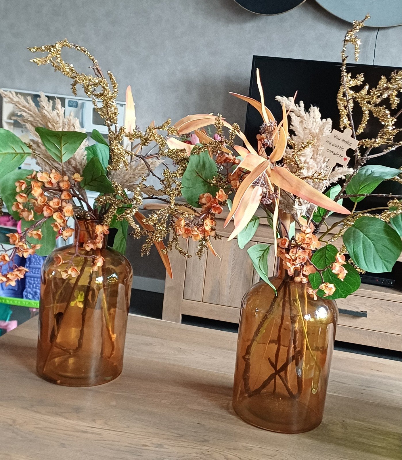 2 Siervanzen met kunstbloemen, Ophalen, Nieuw