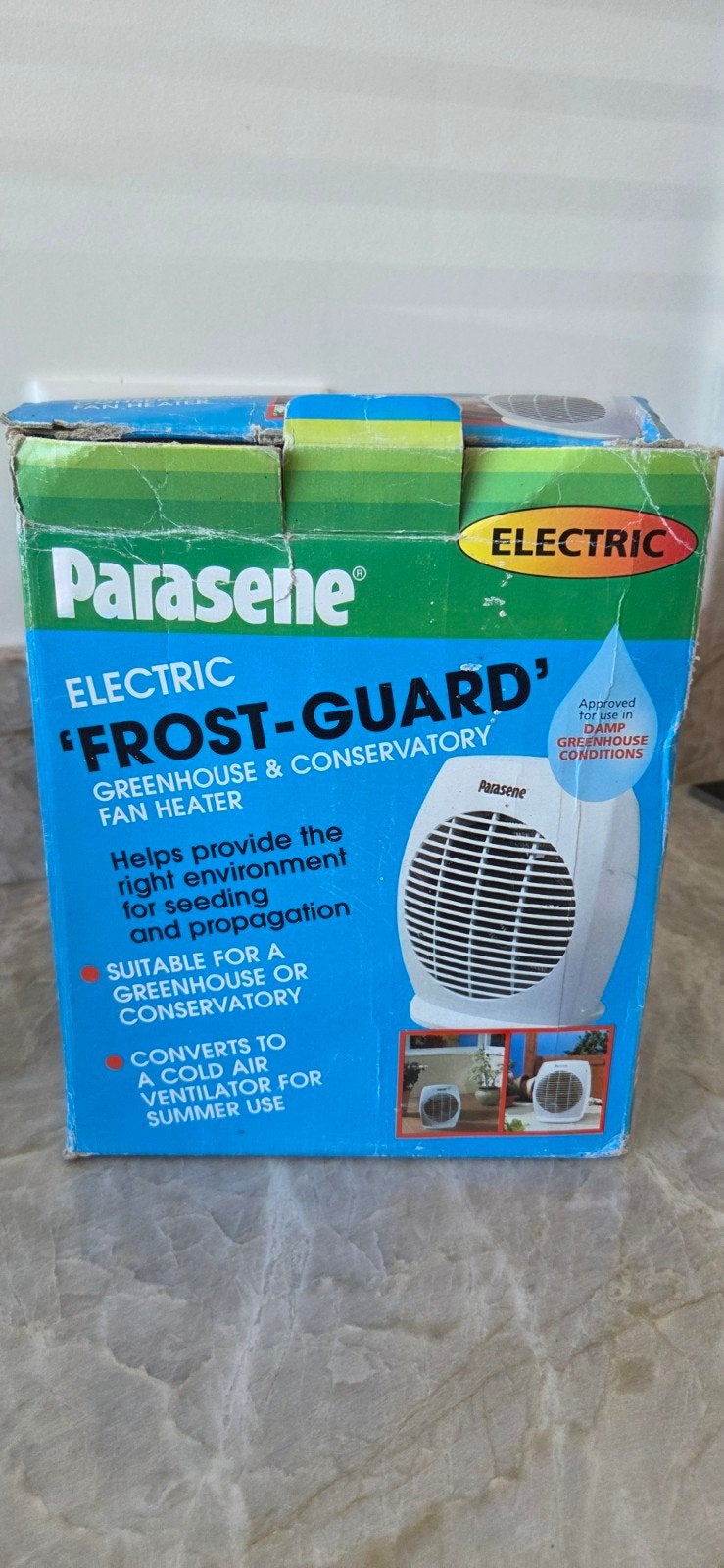 Parasene Frost-Guard 2kW Kasverwarming/Ventilator, Gebruikt, Tafel- of Grondventilator, Minder dan 60 m³, Timer