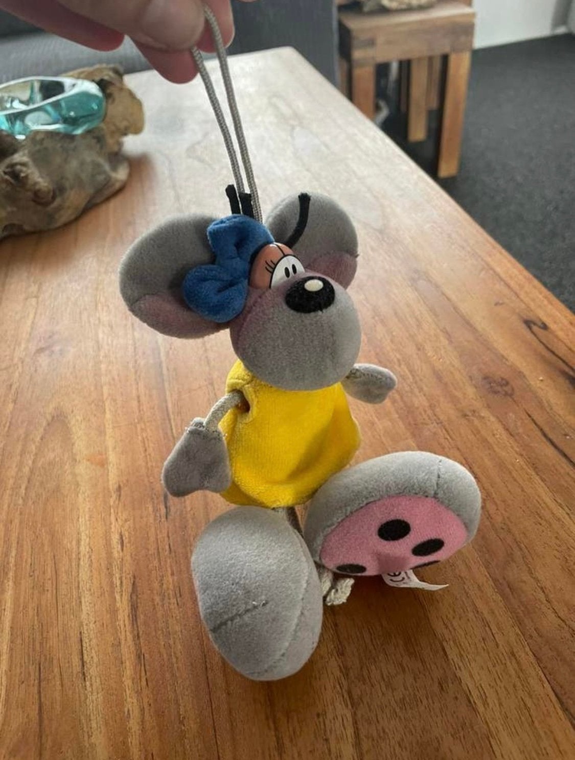 Soort sleutehanger knuffel grijze Diddl Diddlina 16 cm grijs, Ophalen of Verzenden, Diddlina, Gebruikt, Knuffel