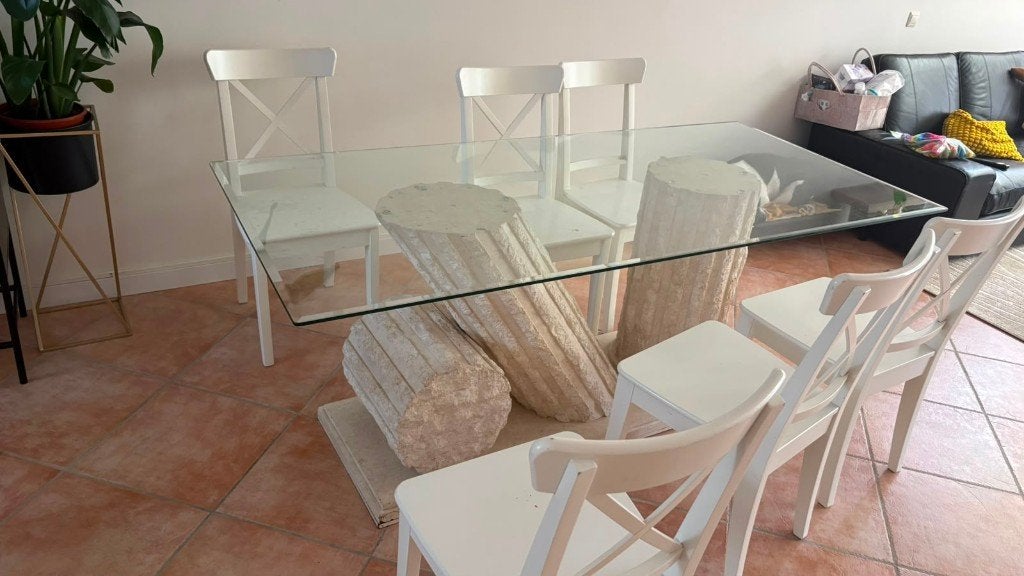 GRATIS Eettafel met glazen blad – 190 x 90 cm, Huis en Inrichting, Tafels | Eettafels, Gebruikt, 50 tot 100 cm, 150 tot 200 cm