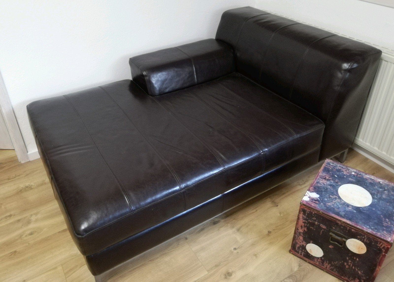 Ikea Kramfors Chaise Longue - Zwartbruin Leer, Ophalen, Gebruikt, Eenpersoons, Leer