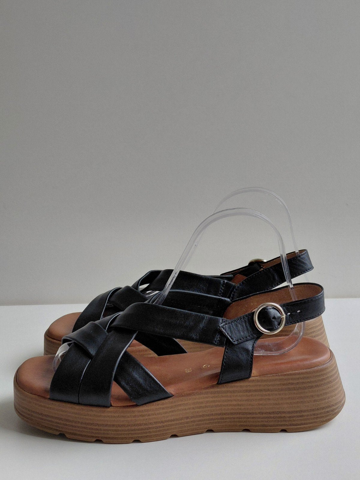 Mooie leren Gabor sandalen 39, Zwart, Gabor, Zo goed als nieuw, Sandalen of Muiltjes