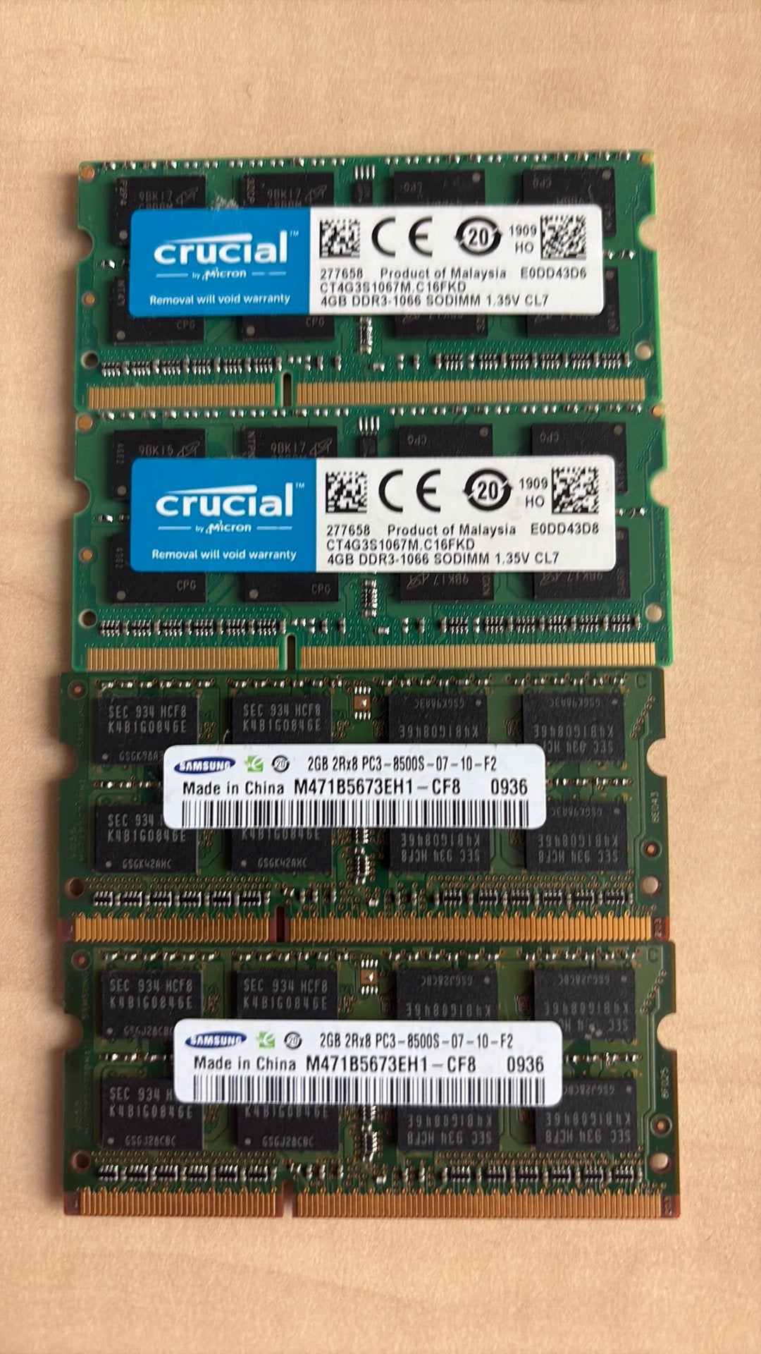 SODIMM DDR3-1066 1,35V CL7 totaal 12GB, Computers en Software, RAM geheugen, DDR3, Ophalen of Verzenden, Zo goed als nieuw, Laptop