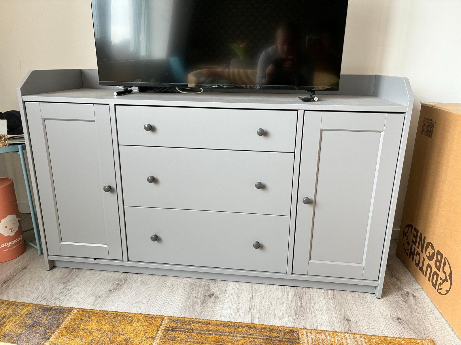 IKEA Hauga Dressoir/Buffetkast grijs, Ophalen, Overige materialen, 100 tot 150 cm, Zo goed als nieuw